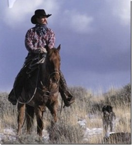 Cowboy horse and dog